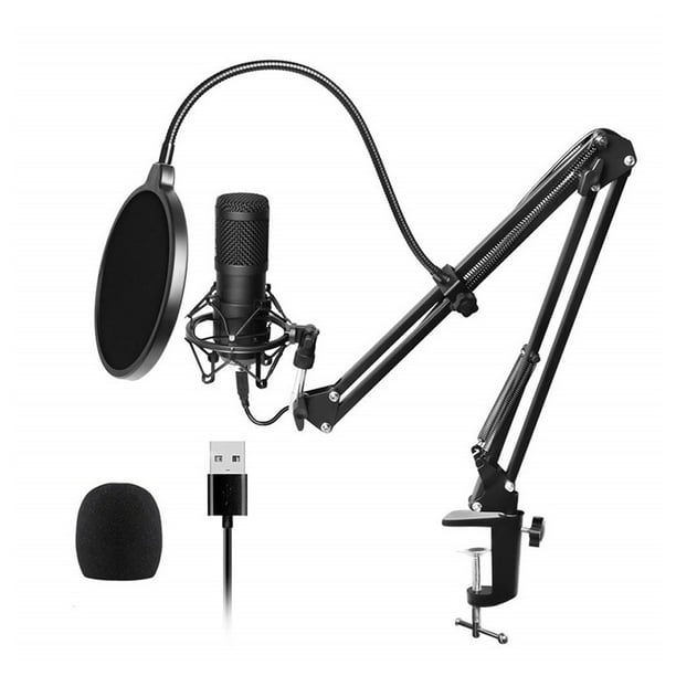 Delam USB Studio Podcast Gaming Microphone Kit 192KHz/24BIT Plug & Play Professional Cardioid Condenser Streaming Mic with Boom Arm Metal Shock Mount Pop Filter for Vocal Music Recording PC Youtube